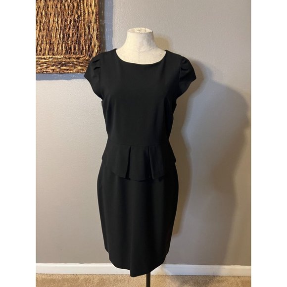 J Crew Dress 8 Black Short Sleeve Stretch Wool Career Church - Picture 4 of 10